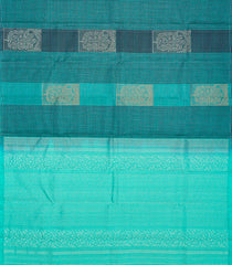 Blue Handloom Soft Silk Saree With Checks & Buttas