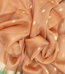 Peach Handloom Banarasi Organza Silk Saree With Floral Motifs-BE1397