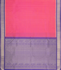 Pink Handloom Korvai Kanchipuram Silk Saree With Contrast Temple Border-KA15946