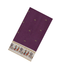 Magenta Printed Synthetic Tussar Saree With Zari Stripes-BL5365