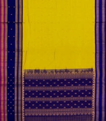 Yellow Handloom Silk Cotton Saree With Zari Checks & Contrast Border-SC4114