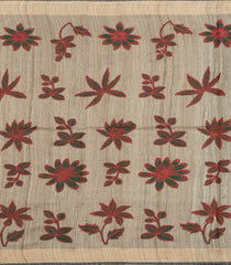 Bottle Green Printed Tussar Silk Saree With Floral Motifs-TU3595