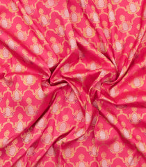 Peach Handloom Kanchipuram Silk Saree With Meena Floral Jaal Motifs-KA15831