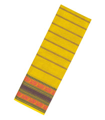 Lemon Yellow Woven Chettinad Cotton Saree With Stripes-CN1794