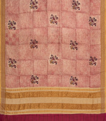 Dusty Pink Printed Chanderi Cotton Saree With Bird Motifs-CC1449