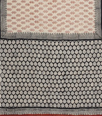 Off White Printed Jaipur Cotton Saree With Printed Floral Motifs-JC1768