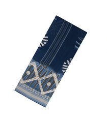Indigo Printed Jaipur Cotton Saree With Tie & Dye Motifs-JC1478
