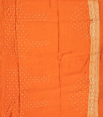 Orange Woven Blended Satin Saree With  Hand Embroidered Floral Motifs-EN1748