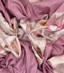 Dusty Pink Woven Synthetic Manipuri Silk Saree With Printed Motifs-BL3678
