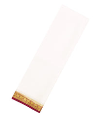 White Woven Mysore Silk Saree With Contrast Zari Border-MS3792