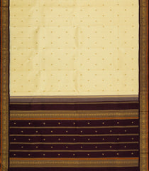 Cream Handloom Korvai Kanchipuram Silk Saree With Buttas-KA15128