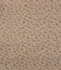Taupe Printed Synthetics Linen Saree With Embroidery Border-BL5316