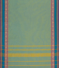 Green Woven Chettinad Cotton Saree With Contrast Border-CN1864