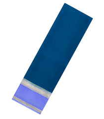 Cyan Woven Mysore Silk Saree With Contrast Zari Border-MS3621
