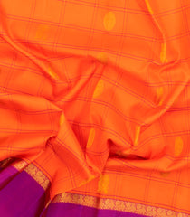 Orange Handloom Kanchipuram Silk Saree With Checks & Buttas-KA15210