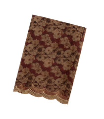 Maroon Woven Blended Chiffon Saree With Printed Floral Motifs & Embroidered Selvage-EN1905