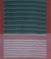 Dark Green Handwoven Orissa Cotton Saree With Tie & Dye Motifs-OR0917