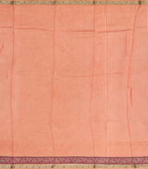 Peach  Handloom Chanderi Cotton Saree With Printed Floral Motifs