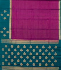 Magenta Handloom Soft Silk Saree With Stripes & Contrast Border-SO4023