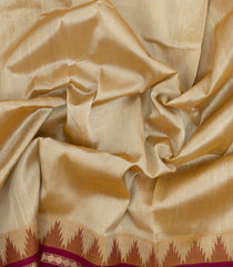 Sandal Handloom Korvai Silk Cotton Saree With Crimson Border-SC4426