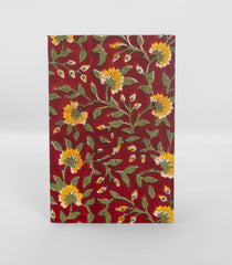 Maroon 9 X 6 Inch Bagru Dabu Block Printed 96 Page Handmade Notebook-ACS1019