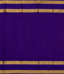 Cream Handloom Korvai Kanchipuram Silk Saree With Buttas & Blue Border-KA14585