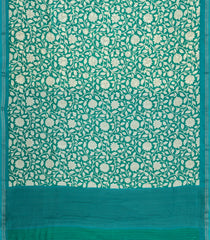 Green Printed Chanderi Cotton Saree With Floral Motifs-CC1744