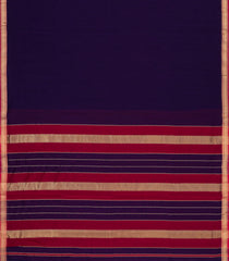 Dark Purple Handloom Maheswari Silk Cotton Saree With Zari Border-SC4160