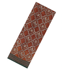 Rust Printed Chanderi Cotton Saree With Bird Motifs-CC1451
