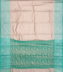 Aquamarine Woven Synthetic Tissue Saree With Floral Motifs & Peach Border-BL4352
