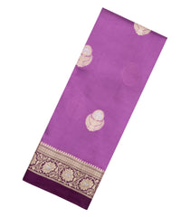 Lavender Woven Banarasi Poona Silk Saree With Buttas & Contrast Border-BP1047