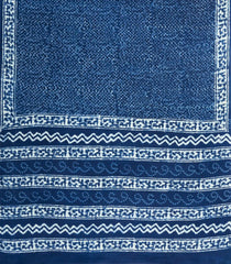 Indigo Printed Jaipur Cotton Saree With Floral Motifs-JC1444
