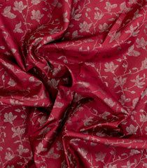 Red Handloom Kanchipuram Silk Saree With Floral Motifs-KA15078
