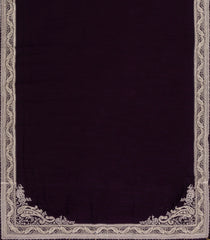 Dark Burgundy Woven Art Crepe Saree With Floral Embroidered Border-BL4975