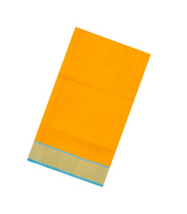 Turmeric Yellow Handloom Silk Cotton Saree With Contrast Zari Border-SC4632