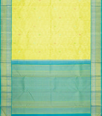 Lime Green Handloom Korvai Kanchipuram Silk Saree With Meena Floral Motifs-KA16717