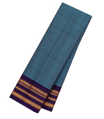 Steel Blue Handloom Gadwal Silk Cotton Saree With Stripes-GA0356