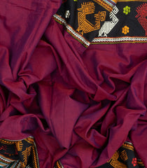 Magenta Woven Cotton Saree With Kasuti Hand Embroidered Border & Pallu-EN1763