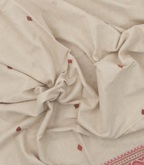 Taupe Handloom Bengal Cotton Saree With Diamond Buttas-BG1568