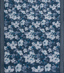 Teal Printed Synthetic Linen Saree With Floral Motifs-SY0203