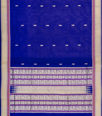 Dark Blue Handloom Silk Cotton Saree With Buttas & Zari Border-SC4592