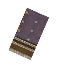 Dark Grey Handloom Soft Silk Saree With Horse Buttas-SO4781