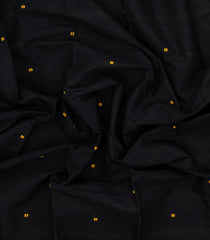 Black Handloom Bengal Cotton Saree With Floral Buttas-BG1848