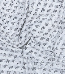 White Printed Jaipur Cotton Saree With Floral Motifs-JC1649