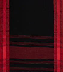 Black Woven Bengal Cotton Saree With Contrast Border-BG1754