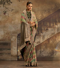 Multi Colour Woven Viscose Position Print with Heavy Zircon work Embrodiery with Hand Diamond-BL4031