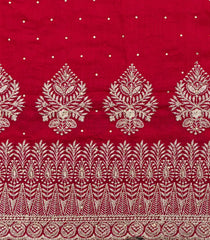 Red Woven Art Georgette Saree With Embroidered Floral Motifs-BL4964