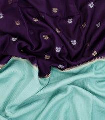 Dark Purple & Turquoise Woven Blended Viscose Half & Half Saree-BL5520