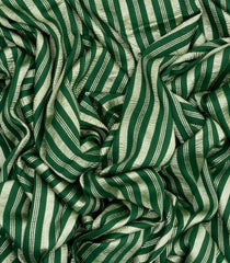 Dark Green Woven Banarasi Khadi Georgette Silk Saree With Stripes-BE1506