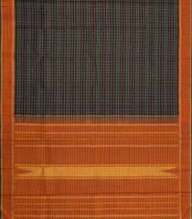 Bottle Green Handloom Kanchipuram Silk Saree With Checks & Contrast Border-KA16032
